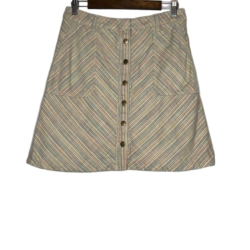 Pilcro‎ and the Letterpress Colorful Striped Button Down Front Skirt Size 10